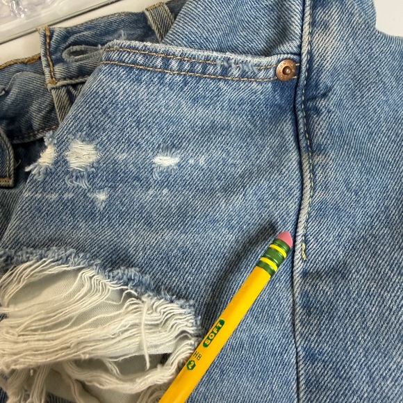 Levi's 501 Blue Distressed Jean Shorts - Picture 13 of 14
